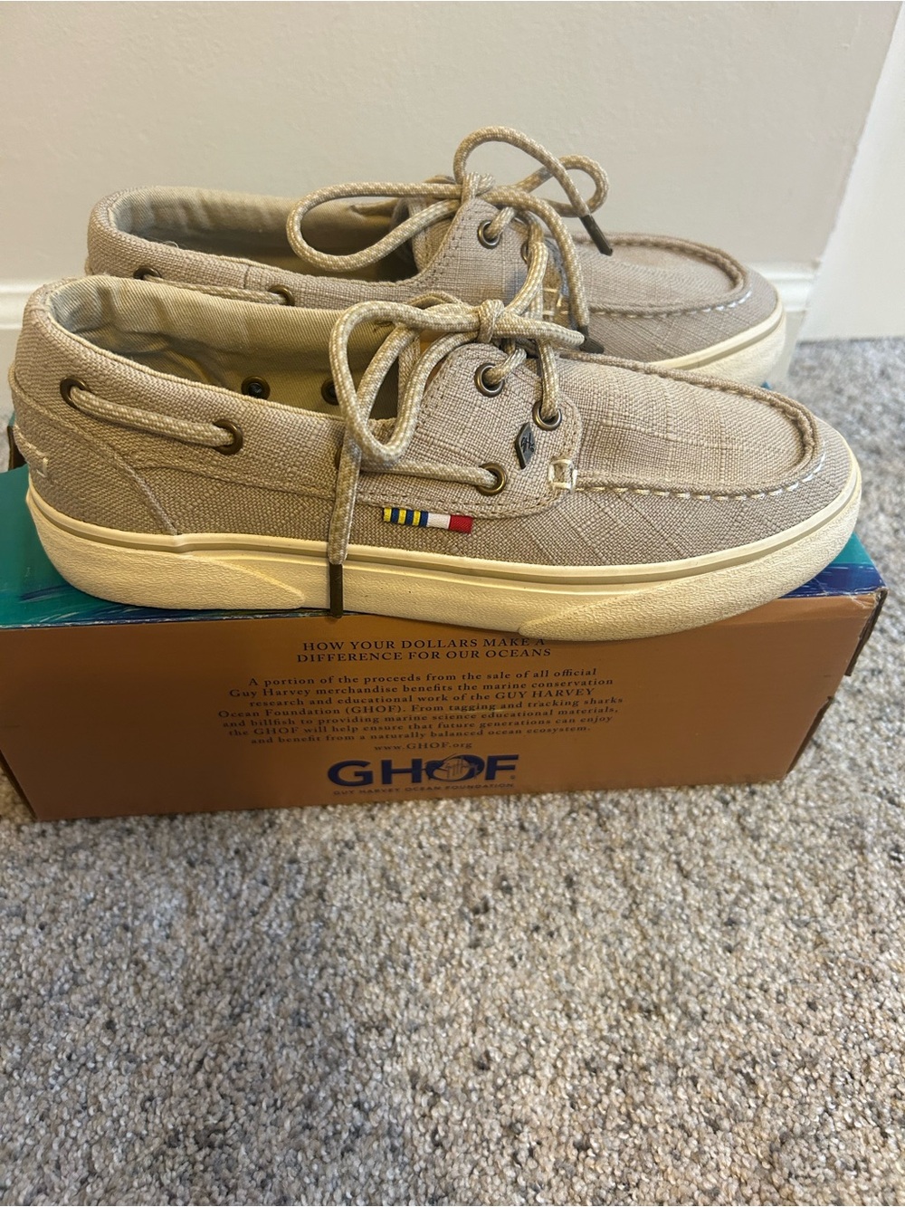 Guy Harvey Women’s Khaki Canvas Boat Shoes with Cream Sole